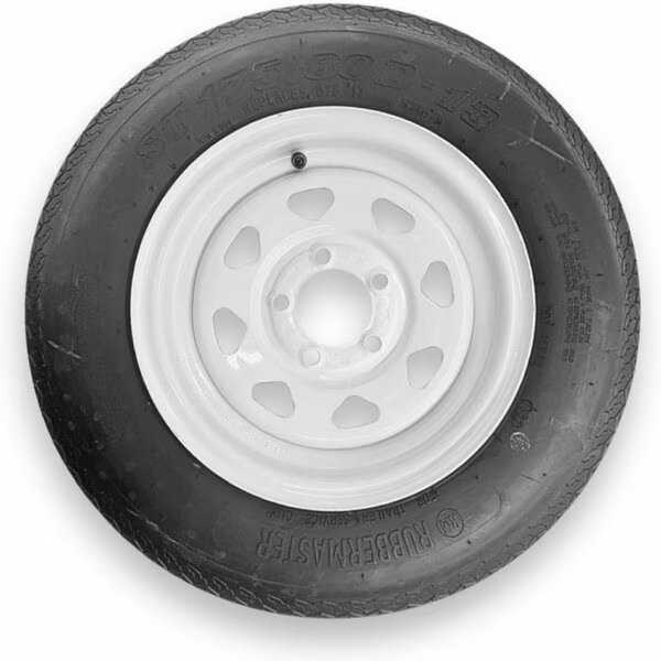 Rubbermaster B78-13 ST175/80D13 6 Ply Highway Rib Tire and 5 on 4.5 Eight Spoke Wheel Assembly, Rubbermaster - Steel Master, Mfr#: 599205