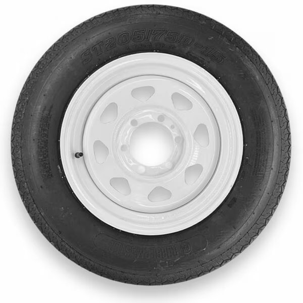 Rubbermaster F78-15 ST205/75D15 6 Ply Highway Rib Tire and 6 on 5.5 Eight Spoke Wheel Assembly, Rubbermaster - Steel Master, Mfr#: 599296