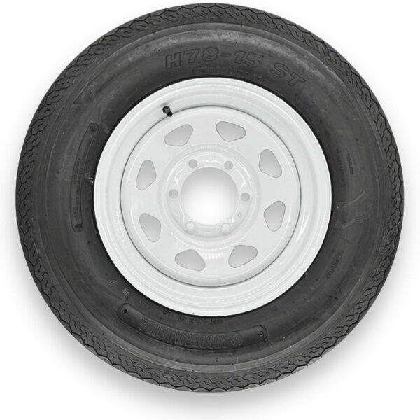 Rubbermaster H78-15 ST225/75D15 8 Ply Highway Rib Tire and 6 on 5.5 Eight Spoke Wheel Assembly, Rubbermaster - Steel Master, Mfr#: 599316