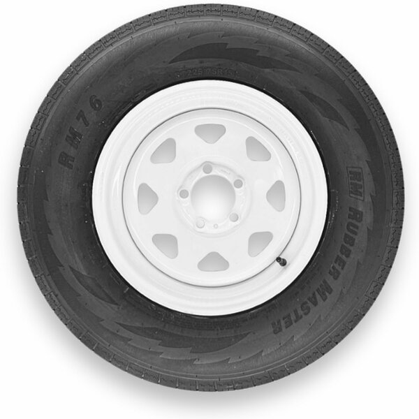 Rubbermaster ST225/75R15 10 Ply Highway Rib Tire and 5 on 4.5 Eight Spoke Wheel Assembly, Rubbermaster - Steel Master, Mfr#: 599343