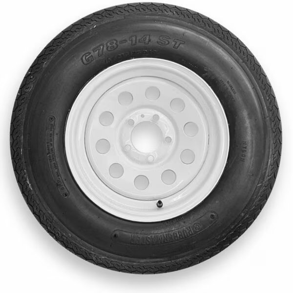 Rubbermaster G78-14 ST215/75D14 6 Ply Highway Rib Tire and 5 on 4.5 Modular Wheel Assembly, Rubbermaster - Steel Master, Mfr#: 599475