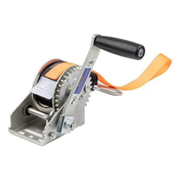 Hand Crank Winch with 15 Strap  Bow Loop 900 lbs 65 Handle, Curt, Mfr#: 25002