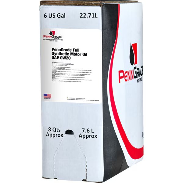 PennGrade Full Synthetic Motor Oil SAE 0W20 - 6 Gallon Bag-in-a-Box, D-A Lubricant Co, Mfr#: 62815
