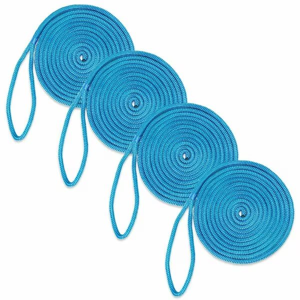 1/2in X 20' Double-Braided Nylon Dock Line, Blue, 4PK, Dc Cargo, Mfr#: 1220MRU-4