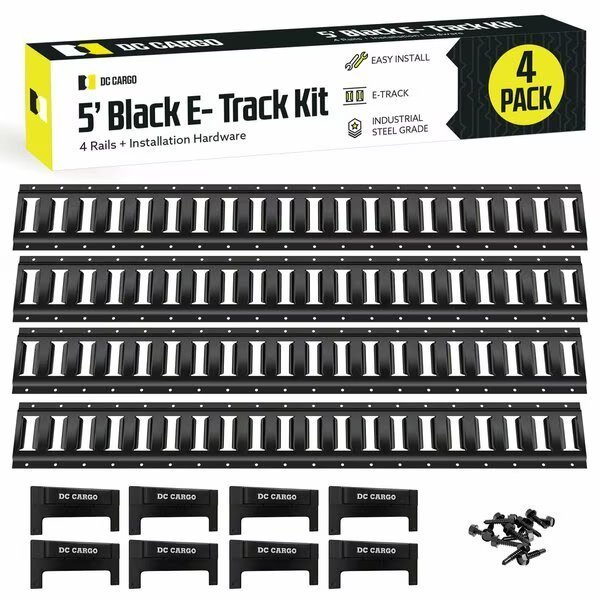 5' Long E-Track Powder Coated Rails with End Caps and Installation, Dc Cargo, Mfr#: 5HETPKIT001