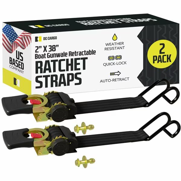 Boat Gunwale Tie Downs, Retractable, 2PK, Dc Cargo, Mfr#: 238RRBO-2