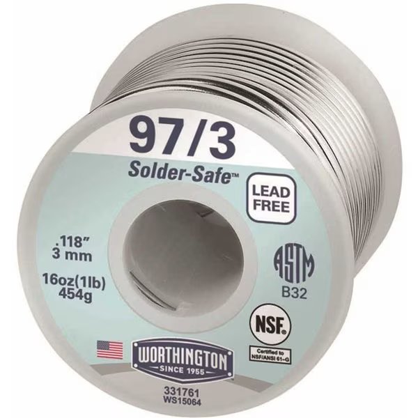 16 oz. 97/3 Lead-Free Solder, Worthington, Mfr#: 331761