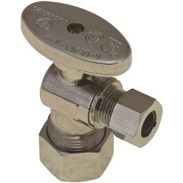 Quarter Turn Angle Stop, 5/8 in. Compression x 1/4 in. Compression, Lead Free, Durapro, Mfr#: NLT1331ARNQ