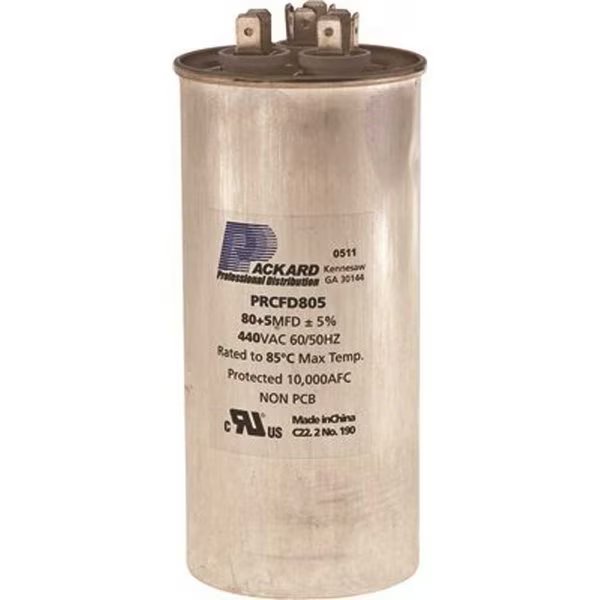Titan 440/370-Volt 80+5 MFD Round Pro Run Capacitor, Packard, Mfr#: TRCFD805