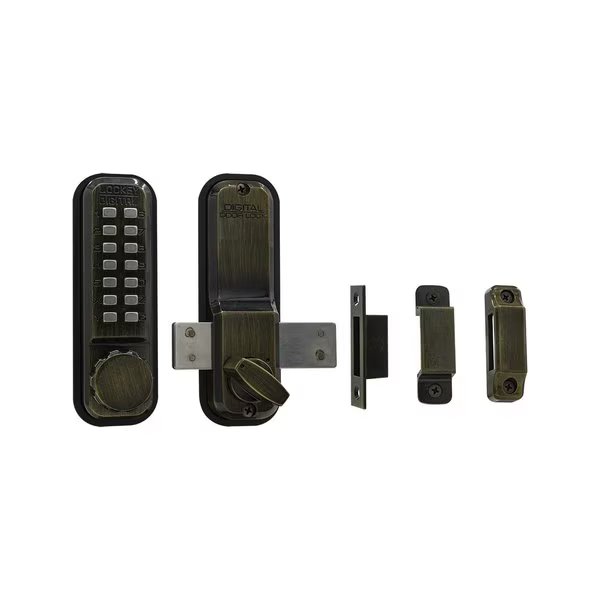 Mechanical Keyless Surface Mount Deadbolt Lock Fits Doors Up To 3 Thick Antique Brass, Lockey, Mfr#: 2200KO-AB