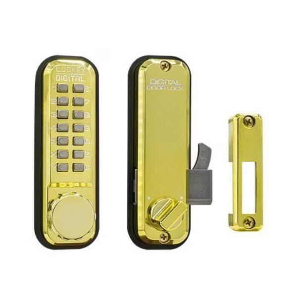 Mechanical Keyless Combination Hook Bolt Lock Fits Doors Up To 3 Thick Bright Brass, Lockey, Mfr#: 2500KO-BB