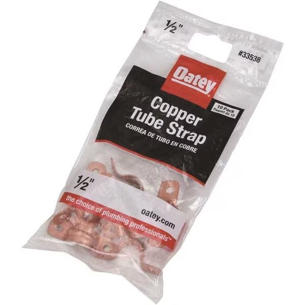 1/2 in. Copper Tube Strap 2 Hole, 10PK, Oatey, Mfr#: 33538