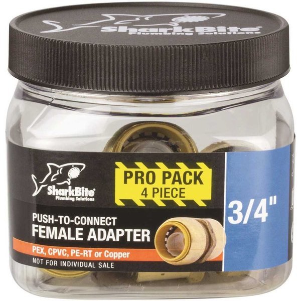 SharkBite 3/4 in. Push-to-Connect x FIP Brass Adapter Fitting, 4PK, Reliance Worldwide, Mfr#: U088LFJ4