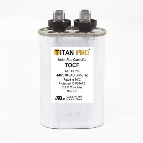 TITAN PRO Run Capacitor 15 MFD 440/370 Volt Oval, Packard, Mfr#: TOCF15
