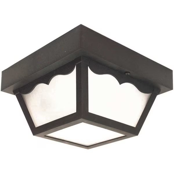 8.25 in. 1-Light Black Square Outdoor Ceiling Flush Mount Fixture, National Brand, Mfr#: FC311-I60-BG