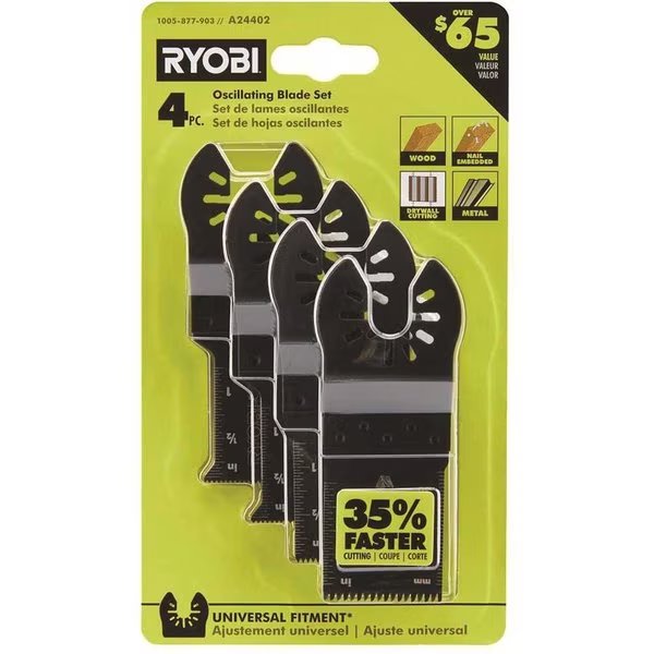 Wood and Metal Oscillating Multi-Tool Blade Set, Ryobi, Mfr#: A24402