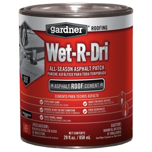 WET-R-DRI Series 0378-GA Roof Cement, 1 qt, Gardner, Mfr#: 6230-9-14
