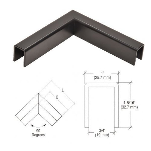 Matte Black 90 Degree Horizontal Corner for 11 Gauge Low Profile Cap Railings, Cr Laurence, Mfr#: GRL10HMBL