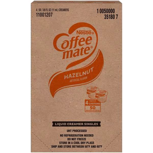 Coffee-Mate Hazelnut Single Serve Liquid Creamer .375 oz. Cup, PK200, Coffee Mate, Mfr#: 10050000351807