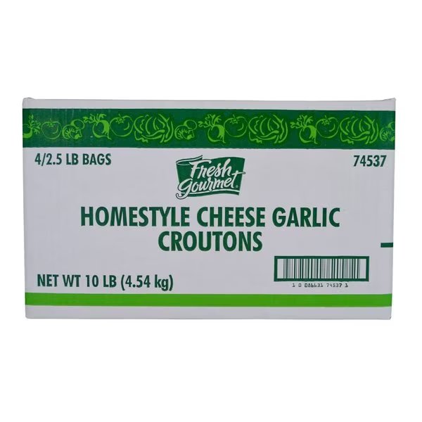 Fresh Gourmet Homestyle Cheese & Garlic Trans Crouton 2.5lbs, PK4, Fresh Gourmet, Mfr#: 74537