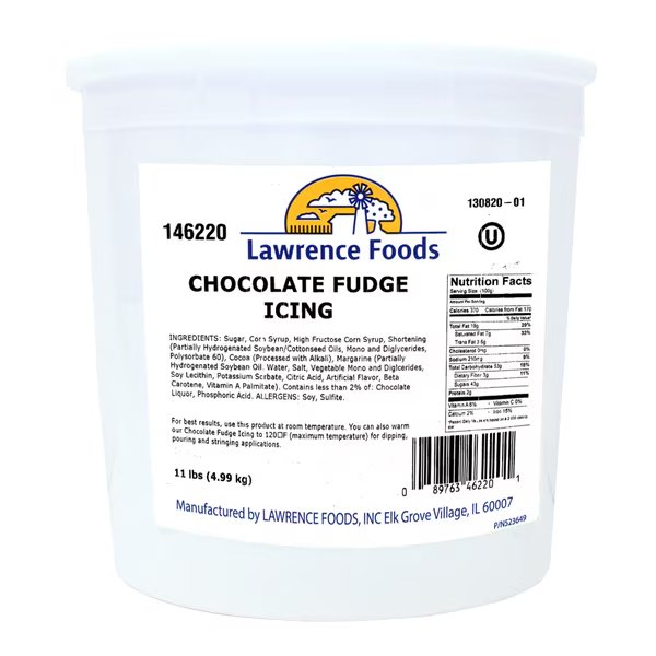 Lawrence Foods Chocolate Fudge Icing 11lbs Tub, PK2, Lawrence Foods, Mfr#: 146220