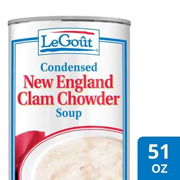 New England Clam Chowder Condensed Canned Soup 51 oz., PK12, Legout, Mfr#: 3750064463