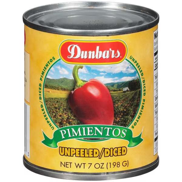 Diced Unpeeled Pimientos, PK24, Dunbar, Mfr#: 07084211240001