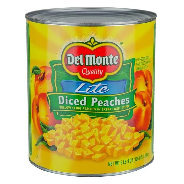 Del Monte In Extra Light Syrup Usda Diced Peach #10 Can, PK6, Del Monte, Mfr#: 2002349