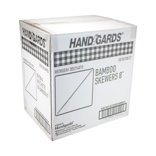 Handgards 8" Bamboo Skewer, PK10000, Handgards, Mfr#: 305214013