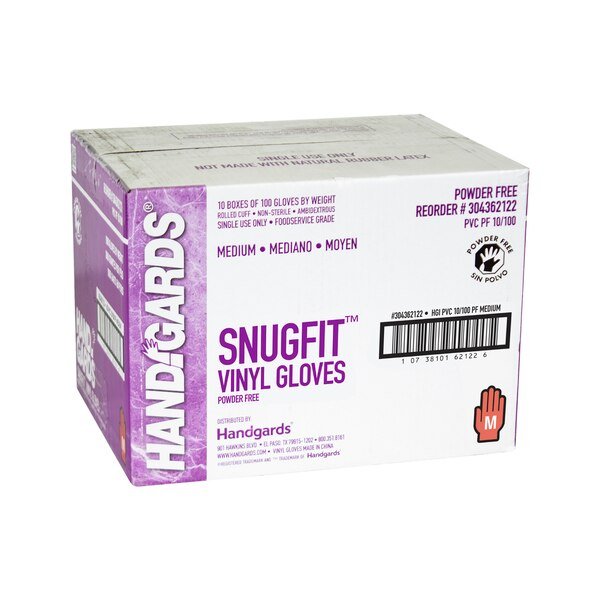 Handgards Snugfit Powder Free Medium Vinyl Glove, PK1000, Handgards, Mfr#: 304362122