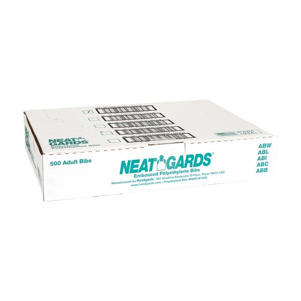 Neatgards Low Density Poly Embossed 15.5"x20" Adult White Bib, PK500, Neatgards, Mfr#: 303578501