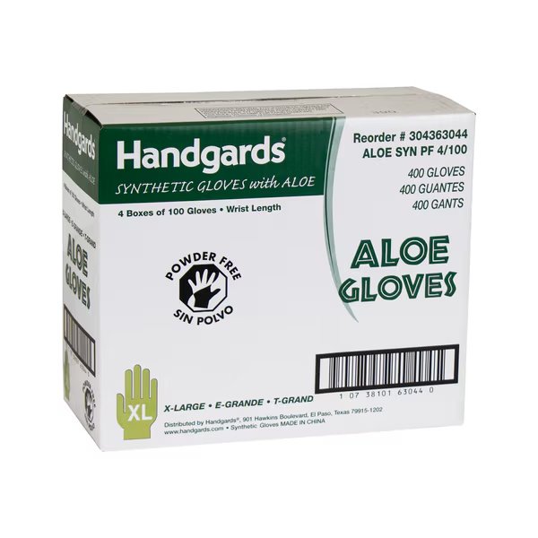 Handgards Aloe Powder Free Extra Large Synthetic Gloves, PK400, Handgards, Mfr#: 304363044