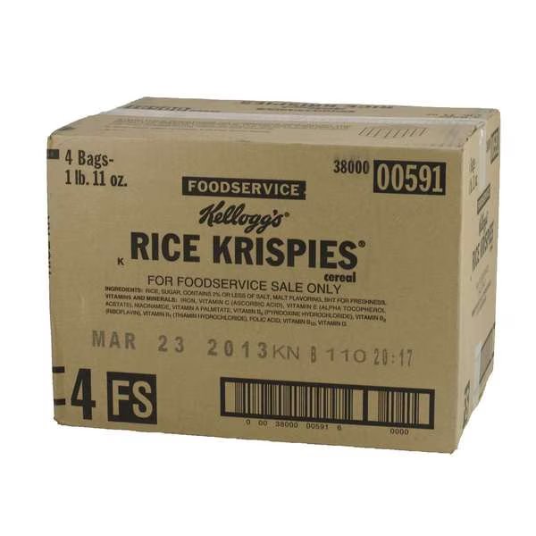 Kellogg's Kosher Rice Krispies Cereal 27 oz. Bag, PK4, Kelloggs, Mfr#: 3800000591