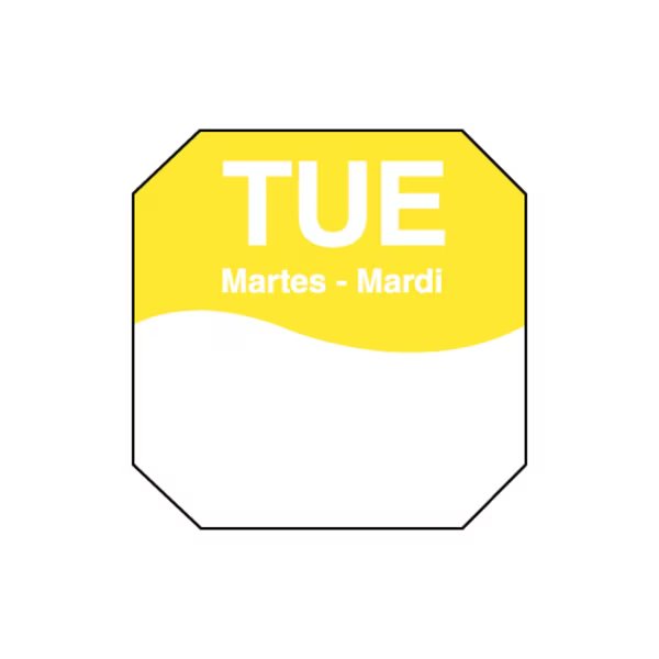 Removeable Adhesive 1"x1" Octagon Tuesday Triling Label, PK12000, Daymark, Mfr#: IT110060B-2-TUE