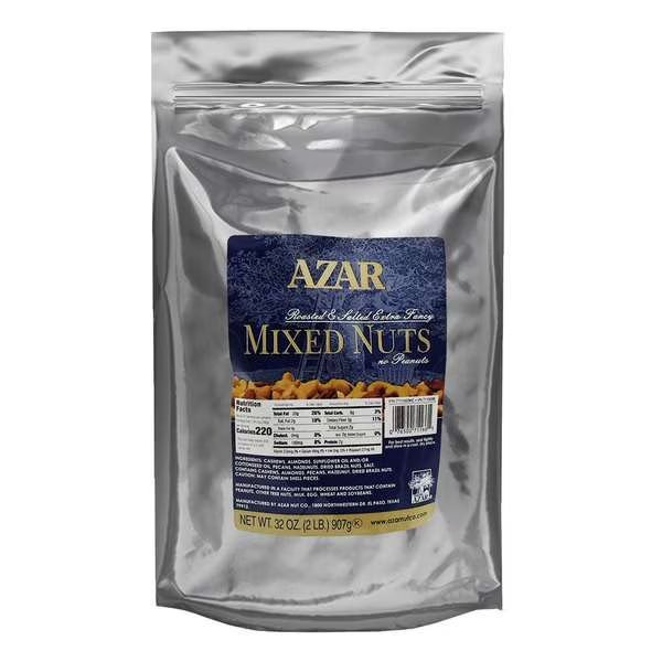 Azar Roasted Salted Extra Fancy Nut No Peanut Mix 2lbs Bag, PK3, Azar, Mfr#: 7116696