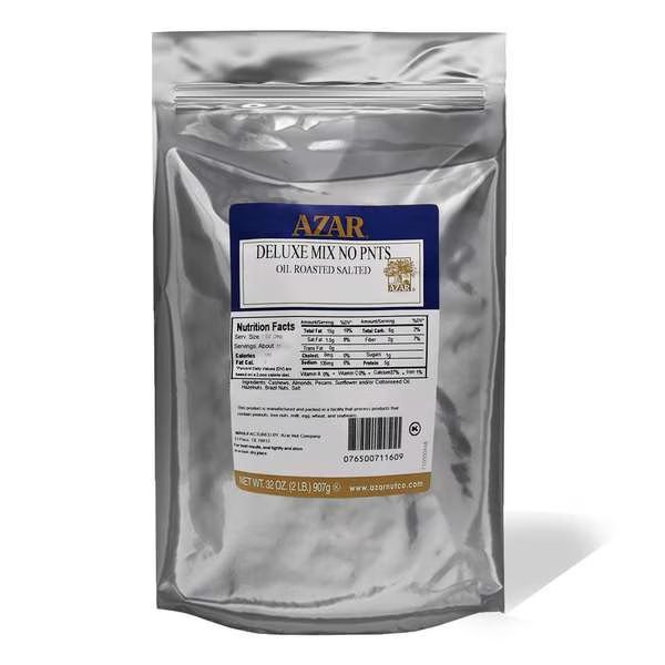 Azar Roasted Salted No Peanut Deluxe Nut Mix 2lbs Bag, PK3, Azar, Mfr#: 7116096