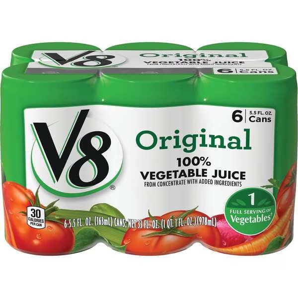 V8 Original 100% Vegetable Juice 5.5 oz. Can, PK48, V8, Mfr#: 000000020
