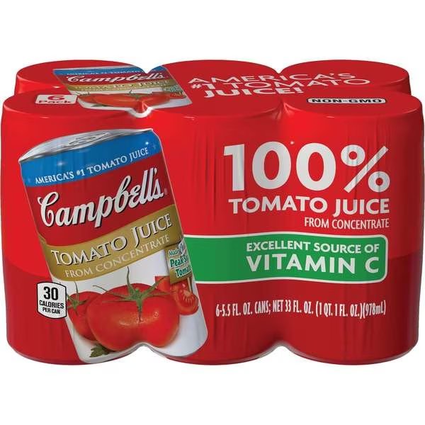 Campbell's Tomato Juice Kosher 5.5 oz. Cans, PK48, Campbells, Mfr#: 000000007