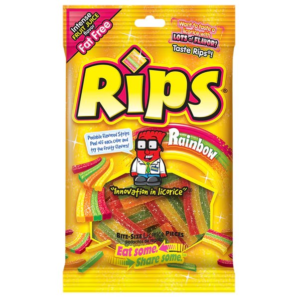 Rips Bite-Size Peelable Rainbow 4 oz. Peg Bag, PK12, Rips, Mfr#: 34617