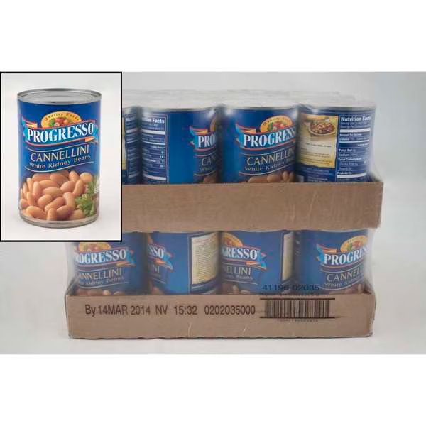 Progresso Canned Vegetables Cannellini White Kidney Beans 15 oz., PK24, Progresso, Mfr#: 41196-02035