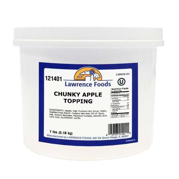Lawrence Foods Chunky Apple Topping 7lbs Tub, PK4, Lawrence Foods, Mfr#: 121401