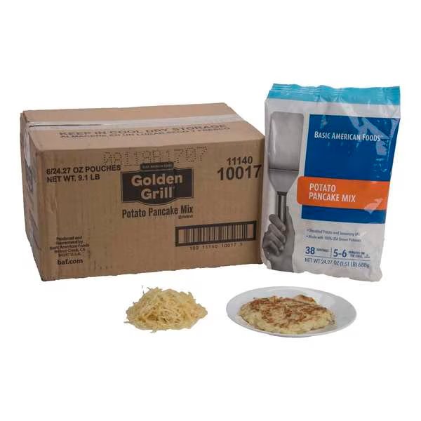 Potato Pancake Mix Crispy Fresh-Shred Taste 24.27 oz. Pchs, PK6, Baf Golden Grill, Mfr#: 10017