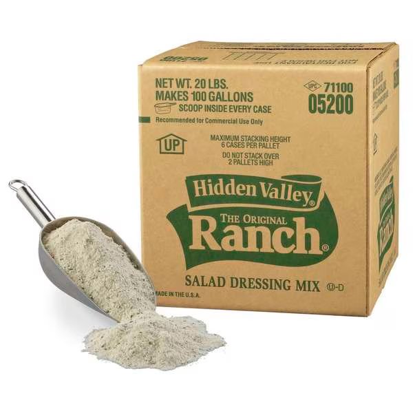 Hidden Valley Original Ranch Bag In Box Dressing Mix 100 gal., Hidden Valley, Mfr#: 05200