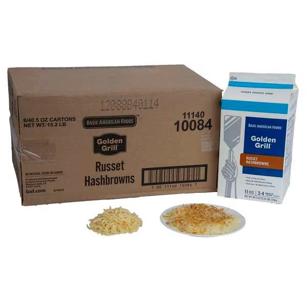 Basic American Foods Golden Grill Russet Hashbrowns 40.5 oz., PK6, Baf Golden Grill, Mfr#: 10084