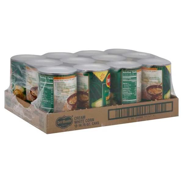 Del Monte White Cream Style Corn 14.75 oz. Can, PK12, Del Monte, Mfr#: 2000697