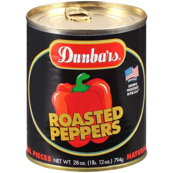 Pepper Bell Red Peeled Fire Roasted, PK12, Dunbar, Mfr#: 01013411120001