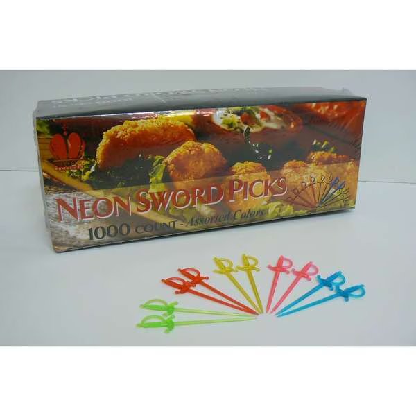 Goldmax Assorted Neon Sword Pick, PK10000, Goldmax, Mfr#: 2001-1