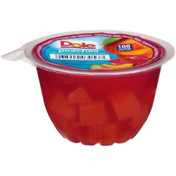 Dole Peach In Strawberry Gel 4.3 oz. Plastic Bowl, PK36, Dole, Mfr#: 03053