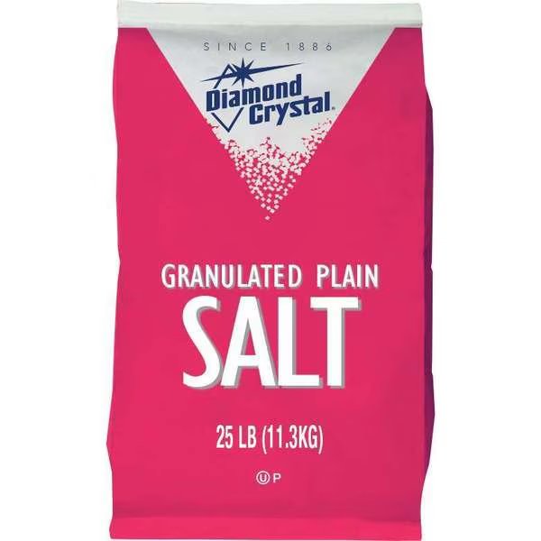 Diamond Crystal Granulated Plain Diamond Salt 25lbs, Diamond Crystal, Mfr#: 100011259