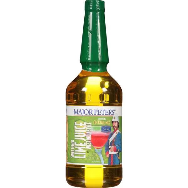 Major Peters' Sweetened Plastic Lime Juice 33.8 oz., PK6, Major Peters, Mfr#: FGBVMJP16
